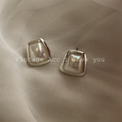 韩国复古几何珍珠耳环 镀金气质不规则珍珠耳环 欧美金属珍珠耳环