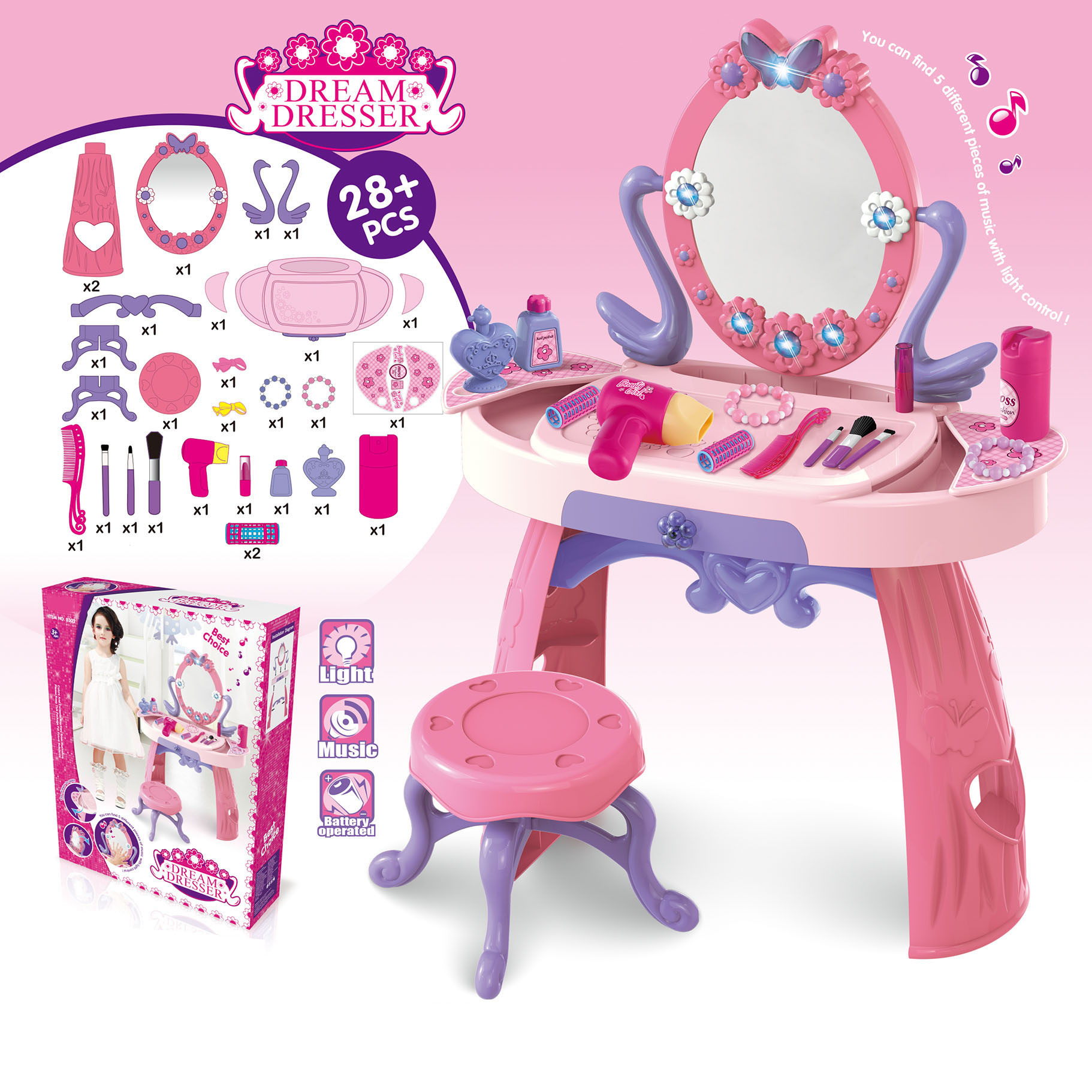 Girls play home children's makeup toys dressing up princess makeup birthday gift 6-7-8 year old girl Huaixing 0099 full figure
