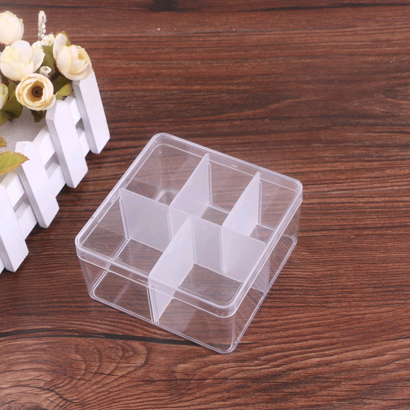 高透明5格插片可拆卸塑料收纳小盒子有盖分类收纳盒储物盒