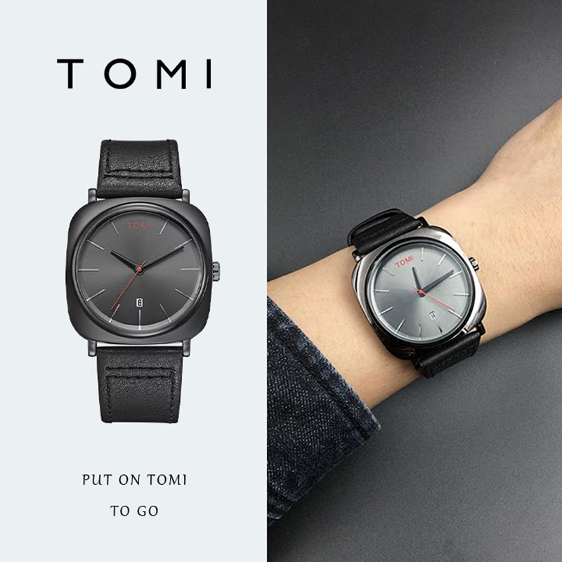 【厂家直供】TOMI 特米方型日历表商务男非机械表时尚韩版学生表