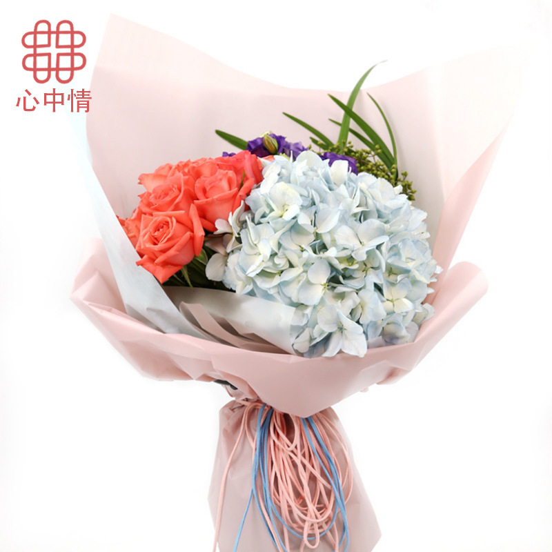 心中情 韩式鲜花花束包装材料 纯色雾面透明包装纸【韩素纸】
