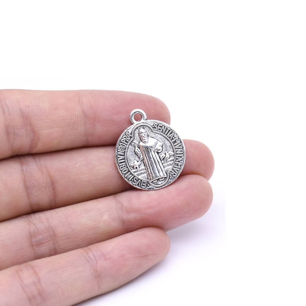 20 pieces per pack: Pendant accessories, bracelet, pendant, Saint Benedict retro silver alloy accessories, rosary DIY ornaments Specification image