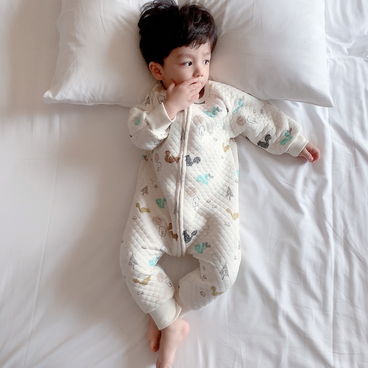 20 New styles of children's silk cotton one-piece suit, baby warm home wear, split sleeping bag, anti-kick quilt, pajamas, long sleeves, thick Application Scenario