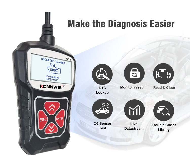 亚马逊 EBAY TEMU 速卖通KW310汽车故障诊断仪扫描仪ecu reader详情4