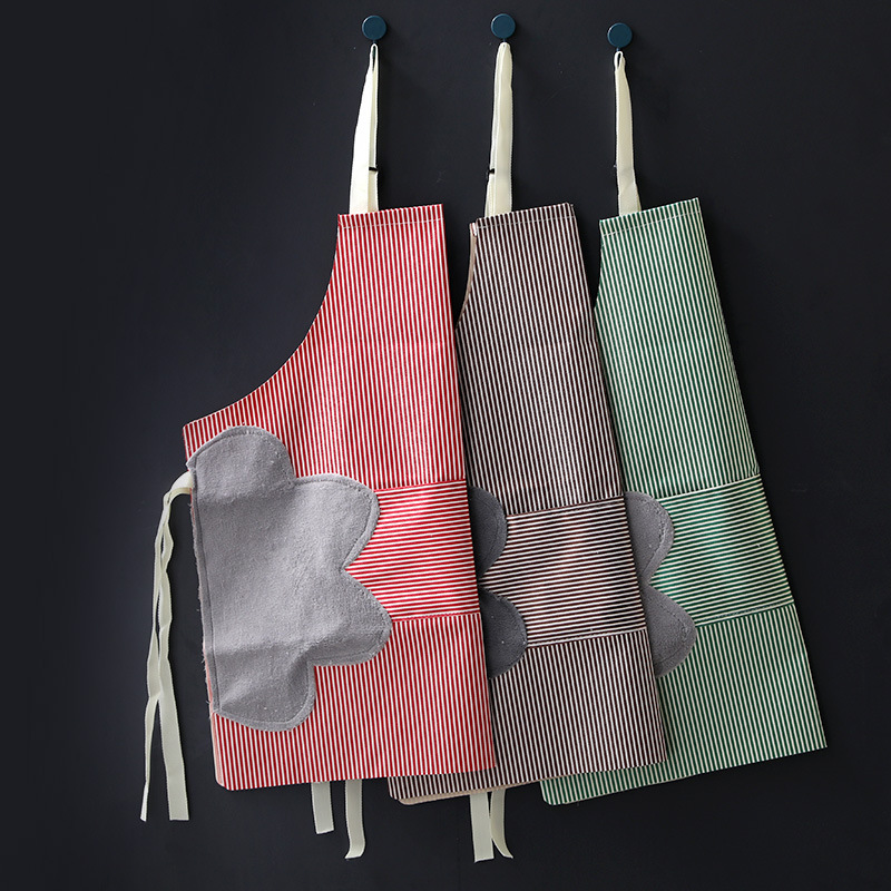 Apron Household Waterproof Fashion Thickened Can Wipe Hands Cooking Kitchen Strap Anti-Oil Work Clothes Adult Women Waist details Picture