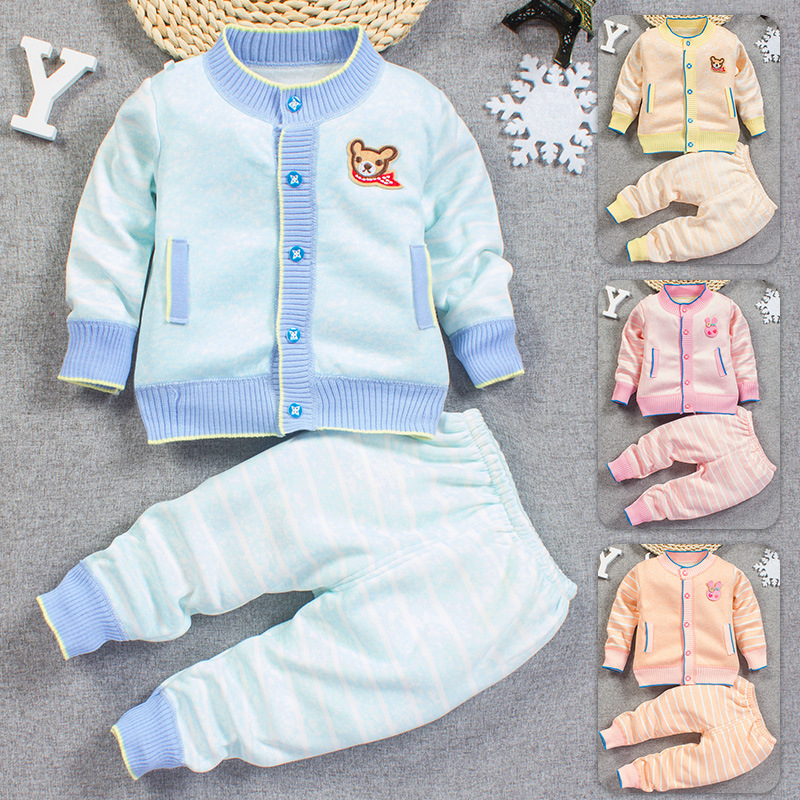 New fleece children's suits for autumn and winter 2023: Knitted cardigan jackets for boys and girls, knitted sweaters for infants and babies details Picture