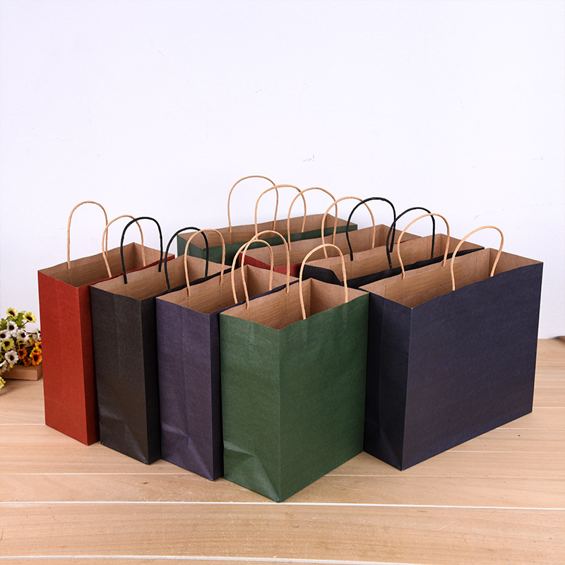 Custom-made kraft paper bags in stock, food packaging, hand-held paper bags, candy-colored gift bags, and shopping handbags
