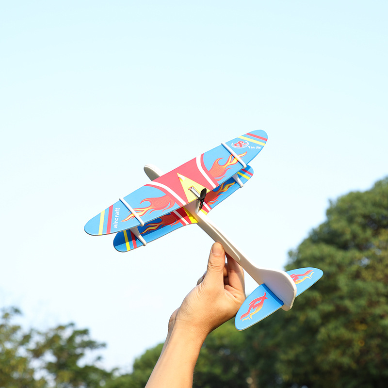 电动泡沫飞机usb充电手抛双翼滑翔机户外儿童玩具拼装航空模型详情图2