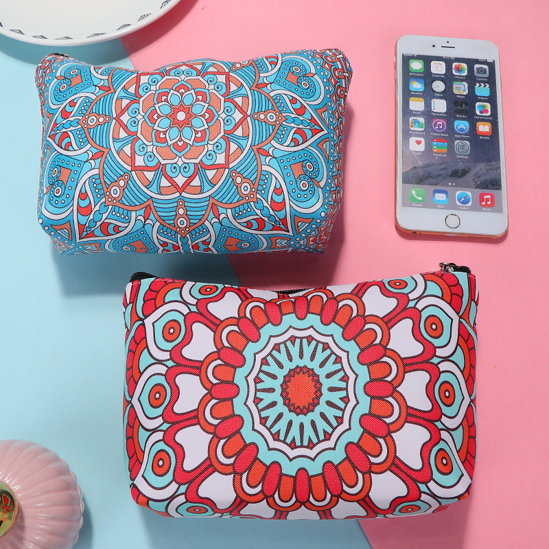 Vintage Creative Pu Makeup Bag Printed Ladies Travel Portable Storage Large Capacity Makeup Bag Foreign Trade Wholesale details Picture