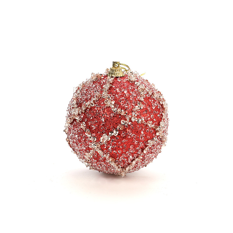 Hengtai Christmas Decoration items, powder-gold retro ball pendant, scene arrangement, 8CM Christmas hanging ball, single set Application Scenario