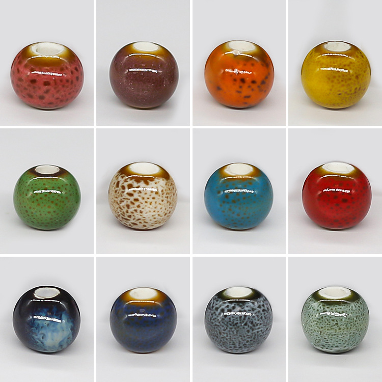8Mm Floral Glaze Leopard Print Ceramic Loose Bead Bracelet Necklace Woven Material Diy Accessories Handmade Pendant