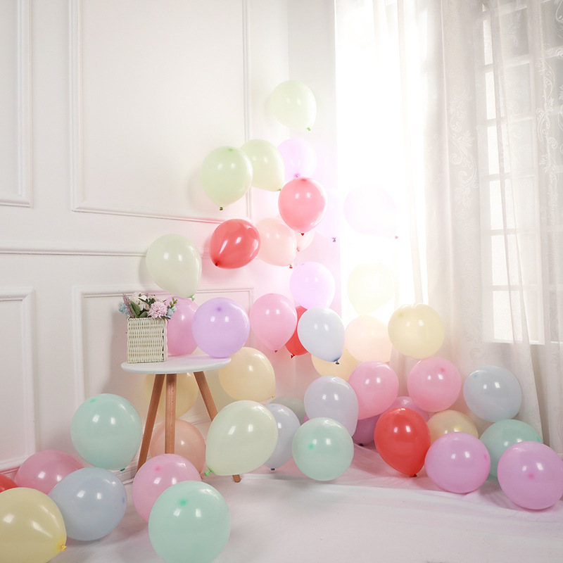 马卡龙10色乳胶气球生日派对婚礼场地布置12寸2.8克一包100个批发