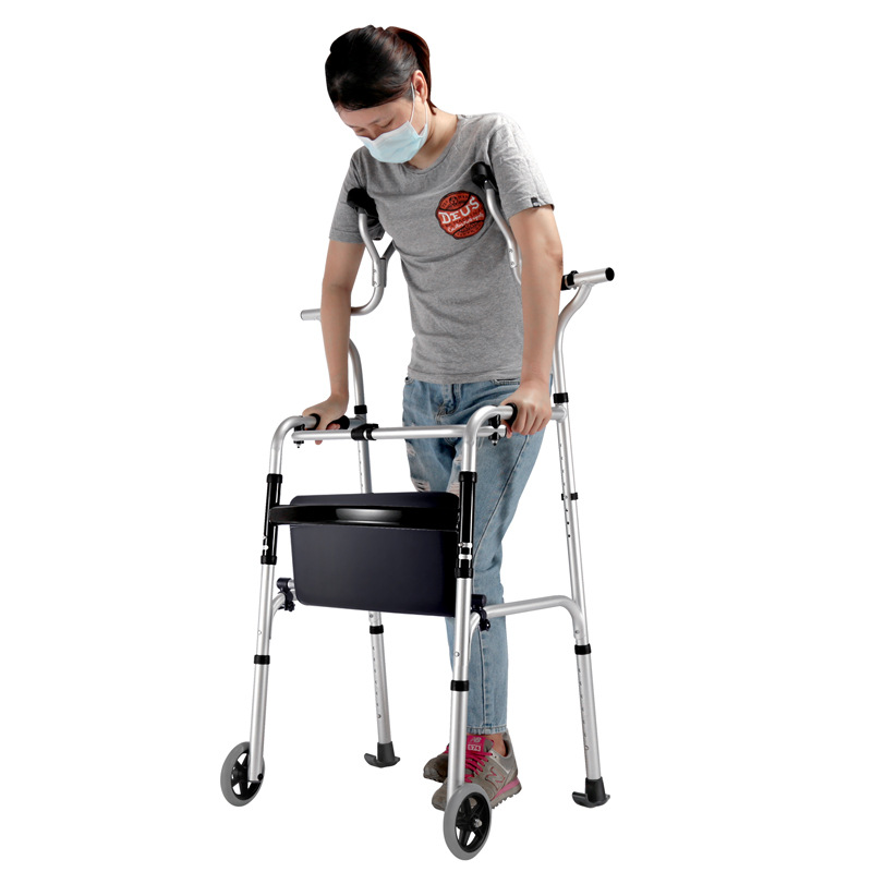 助行器老人拐杖扶手架老年人辅助行走器学步车带轮手推车下肢训练详情图2