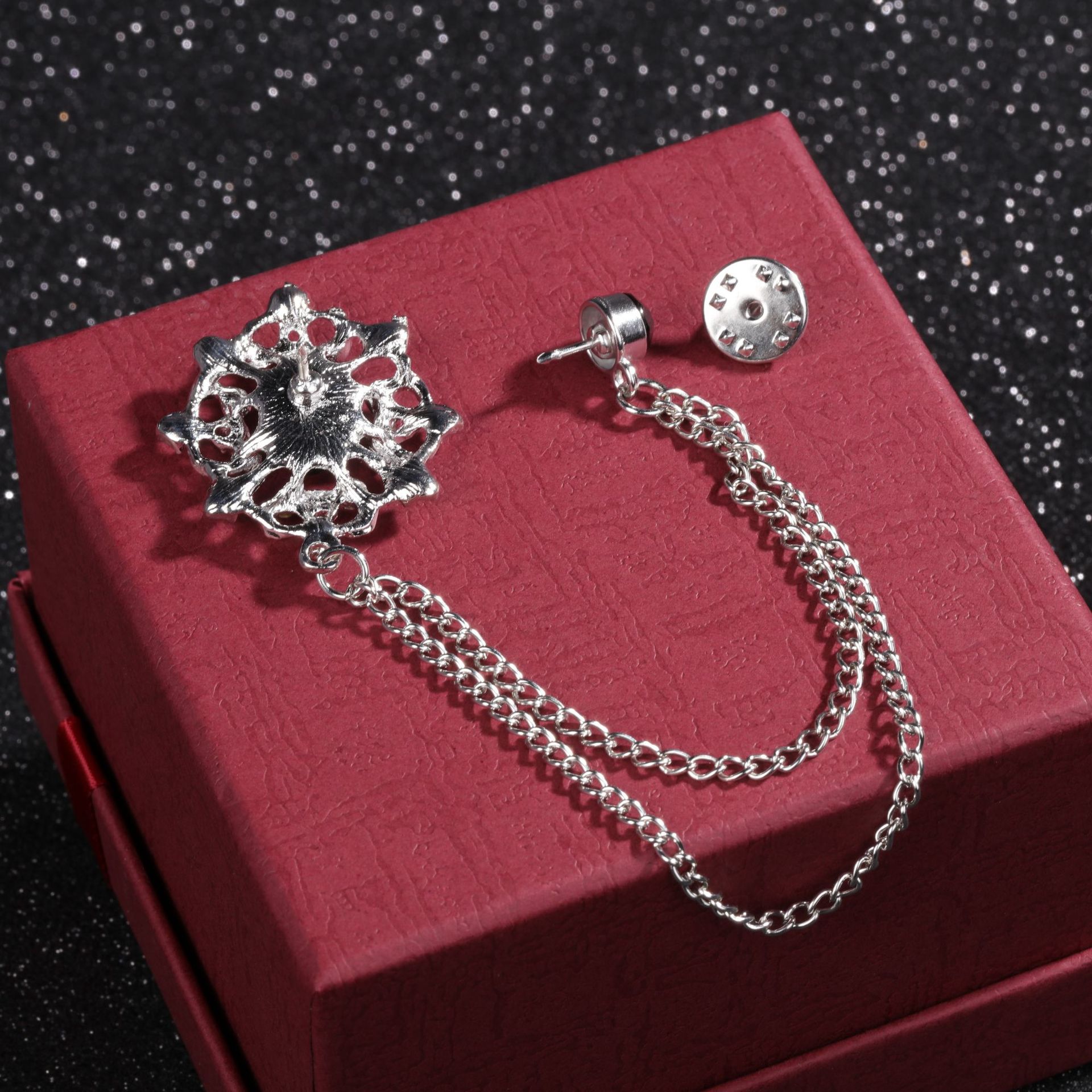 2020 New Fashion Trend Flower Chain Brooch Korean Version Simple Instagram Flower Corsage Pin Spot Wholesale Specification drawing