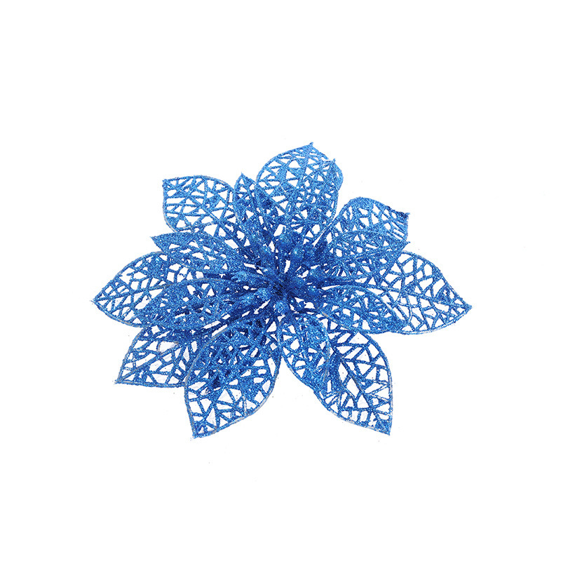 Christmas Flower Simulation Plastic Flower Christmas Tree Wreath Decoration Supplies Multi-Color Optional Christmas Hollow Gold Powder Flower Accessories Item Picture
