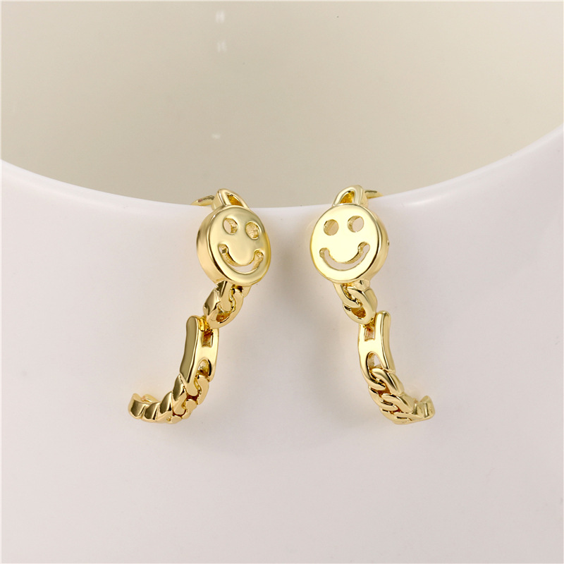 Twist Smiling Face Earrings Female Korean Version Simple Hong Kong Wind Ear Buckle Net Red Round Hollow Simple Smile Earrings Earrings Popular Accessories Fashion Earrings Korean Version Earrings Earrings Ear Buckle Brand Oem Processing Item Picture
