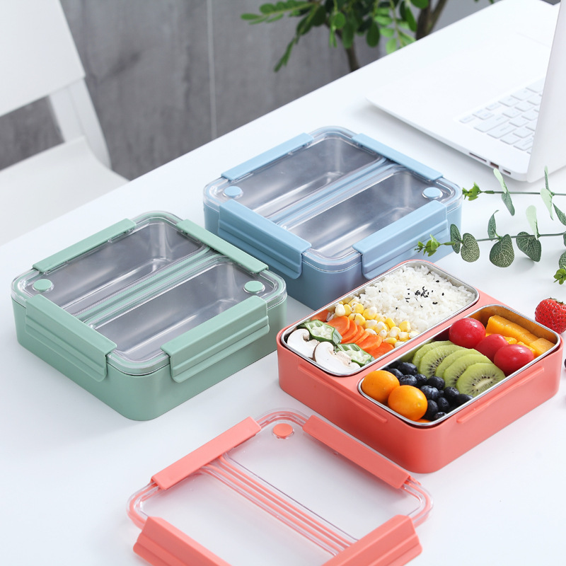 304INS stainless steel insulated lunch box Double split bento box 1100ml non-tandem lunch box Fast food box full figure