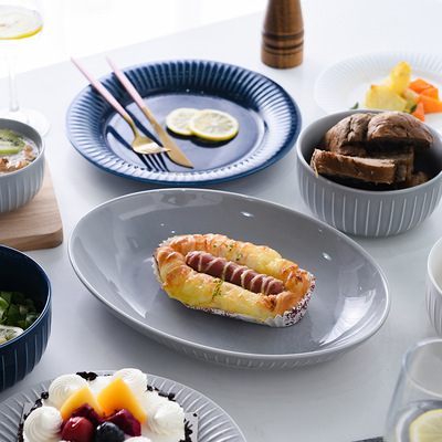 Nordic minimalist Ins-style creative dining bowls, plates and dishes, home internet-famous saucers, bowls and plates set, European Western-style dining plates Specification image