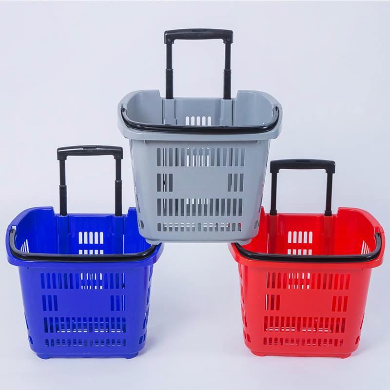 Supermarket Group Shopping Basket Retractable Trolley Basket Two Rounds Of Supermarket Trolley Basket New Plastic Grocery Shopping Basket