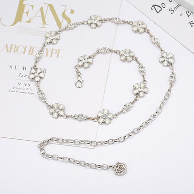 Metal multi-layer hollowed-out flower waist chain, sunflower waist chain, personalized street style simple body chain, available in two colors details Picture