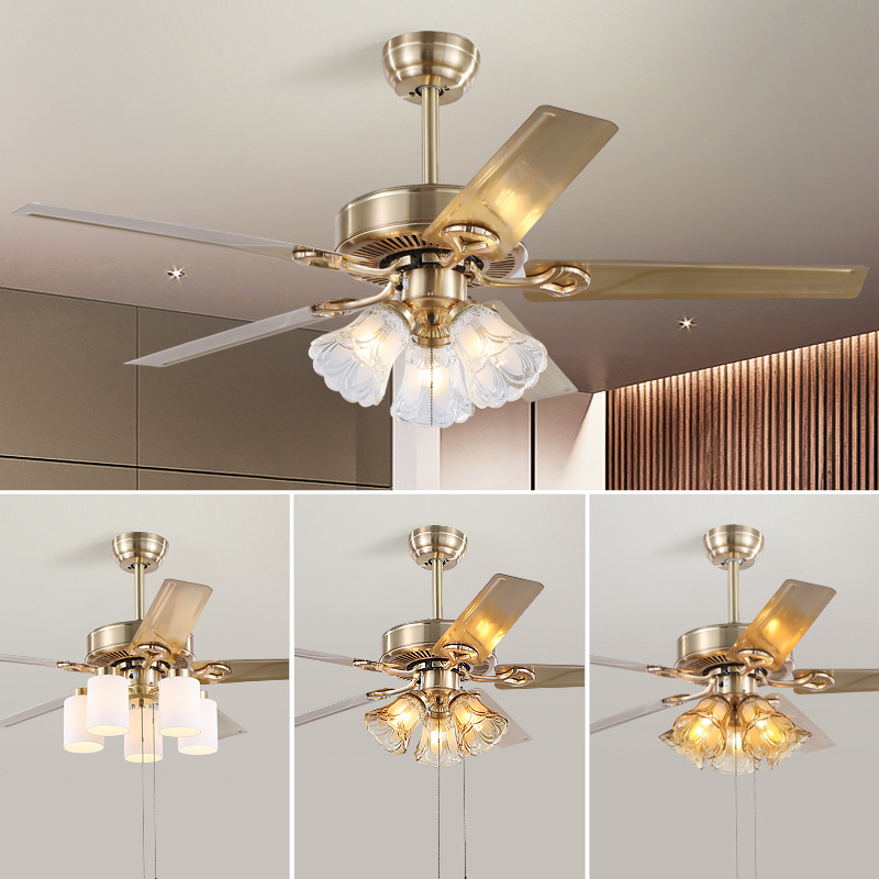 Decorative Fan Lights Living Room Bedroom Dining Room Fan Lights Retro Silent European Fan Chandelier Wind full figure