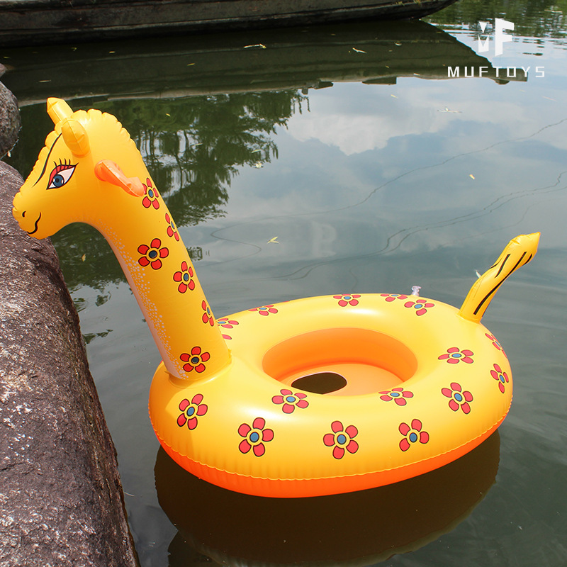 充气玩具 新款充气长颈鹿艇水上长颈鹿艇 儿童艇动物座圈详情图3