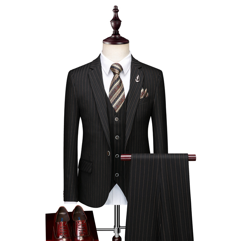 Men's three-piece suit, business casual suit, professional formal attire, best man's suit, groom's wedding dress Item Picture