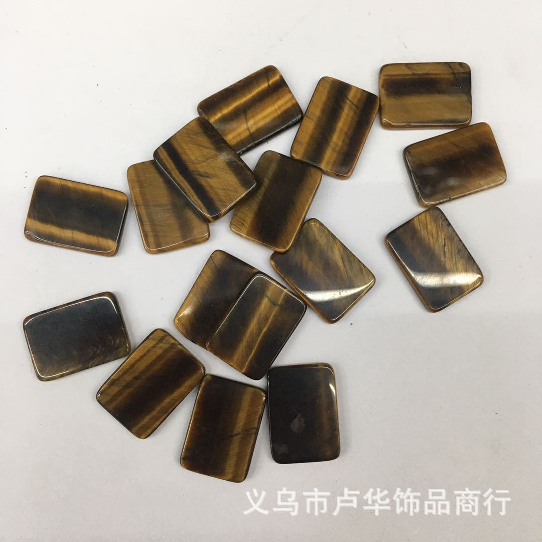 Factory direct sales of hot-selling European and American fashionable rectangular rose quartz double flat ring face semi-precious stone jewelry accessories wholesale
