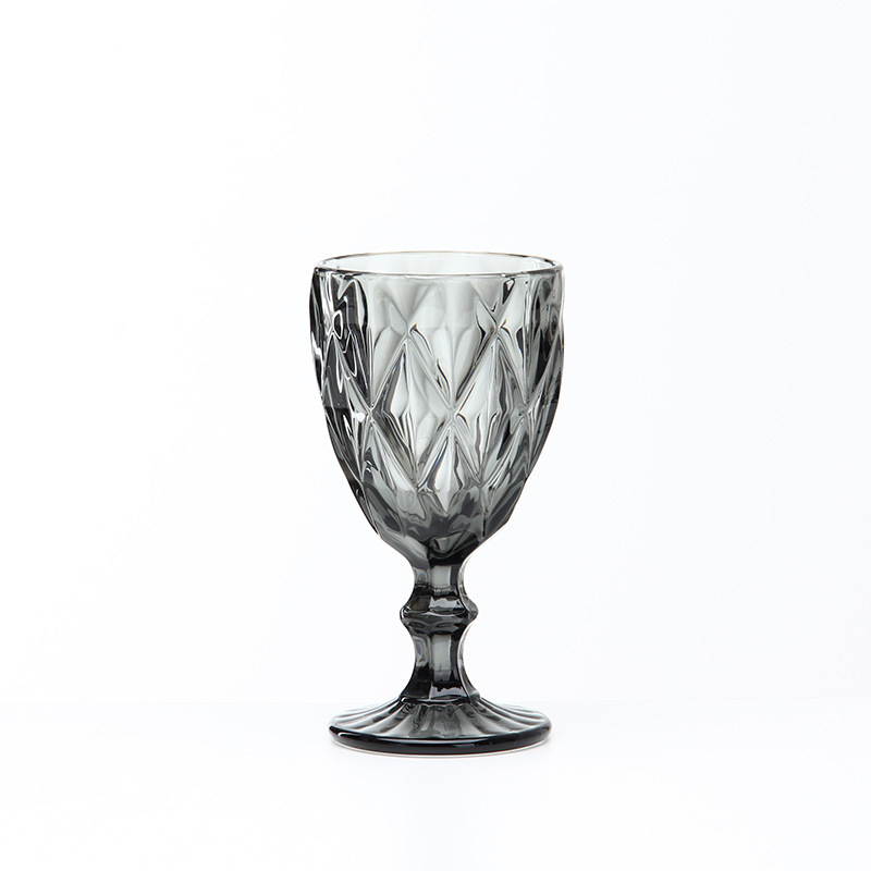 厂家欧式复古菱形浮雕玻璃杯红酒杯口杯彩色高脚杯壶7件套装详情图5