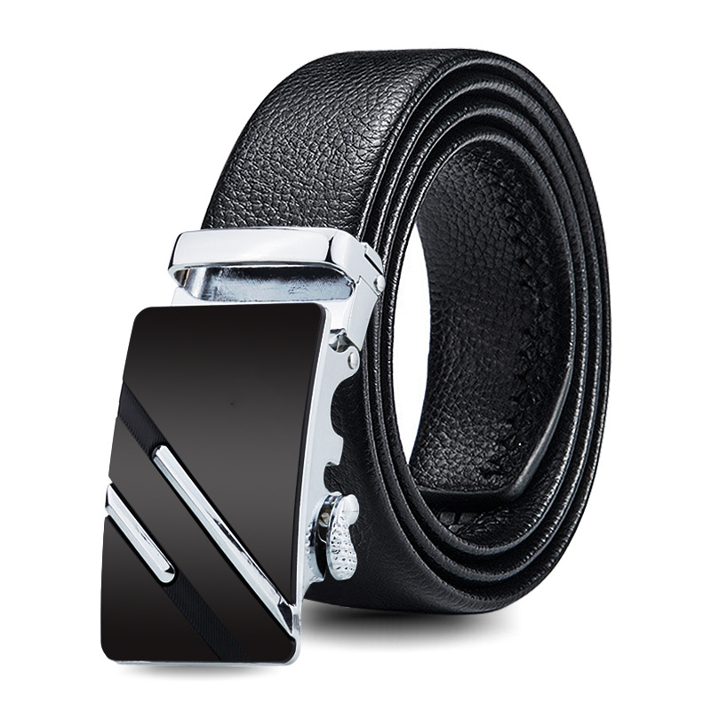 New Men's Automatic Buckle Gift Belt Wrapped Pvc Wear-Resistant Scratch Men's Waistband Wholesale Specification drawing