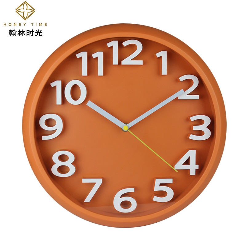 Creative home, Nordic-style circular three-dimensional digital 12.6-inch wall clock, modern, simple and personalized decorative clock wall clock details Picture