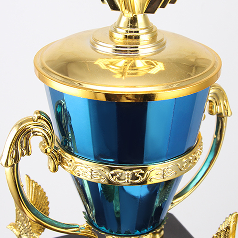 Four-column Atmospheric Team Metal trophies for football, basketball, badminton and music, Four-column cup trophies in stock, reprinting company Specification image
