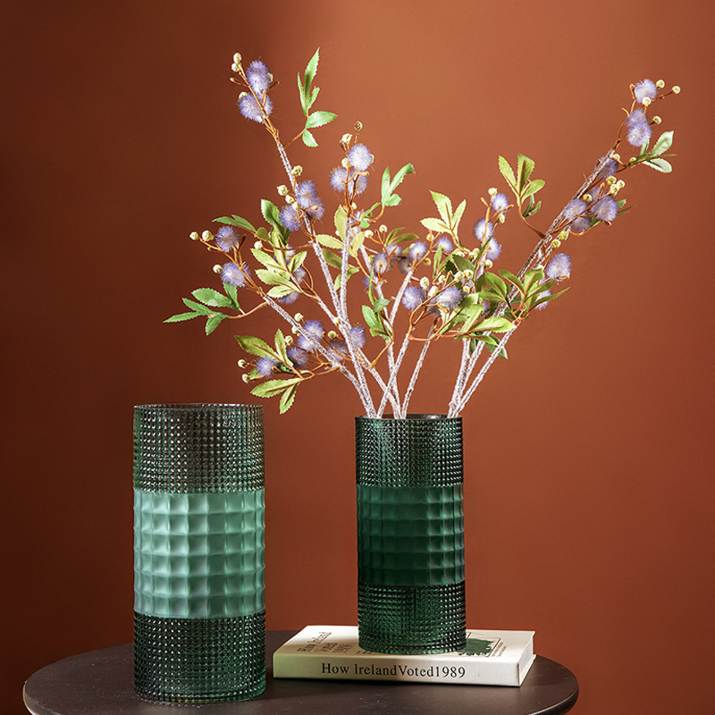 Light luxury vase ornaments, living room flower arrangements, large colored glass water care, Nordic soft decoration, creative and simple Internet flower art Item Picture