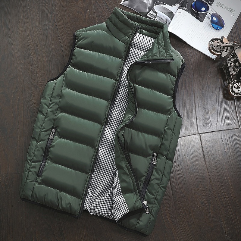 "Korean style trendy and handsome men's warm vest in autumn and winter, thickened vest men's coat in 10 colors. Specification image