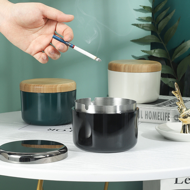 One-piece delivery of stainless steel ashtrays, Nordic InS-style ashtrays with LIDS, windproof stainless steel ashtrays details Picture