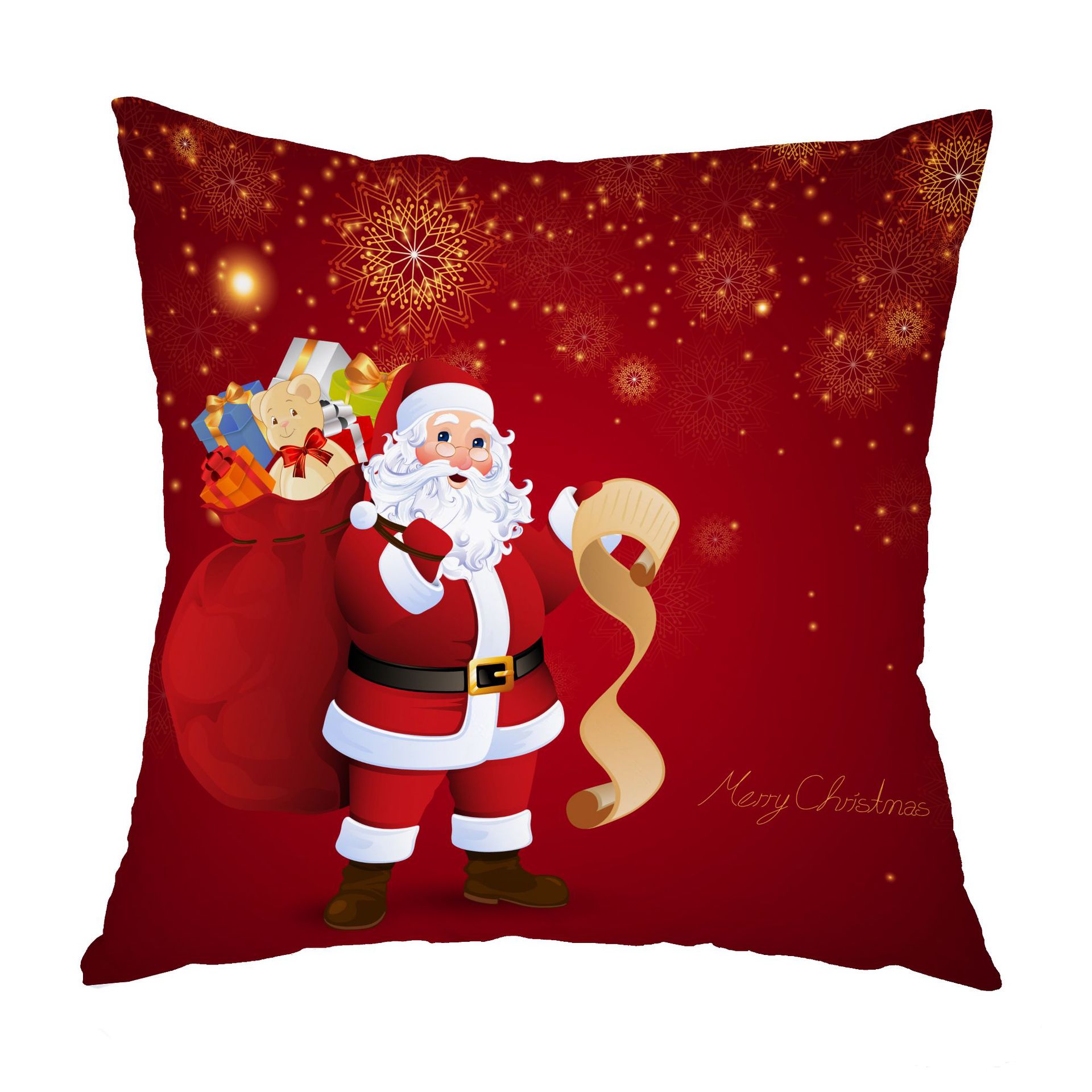 Super Soft Printed Christmas Pillow Cover Santa Claus Short Plush Pillow Cover Festive Christmas Gifts Item Picture