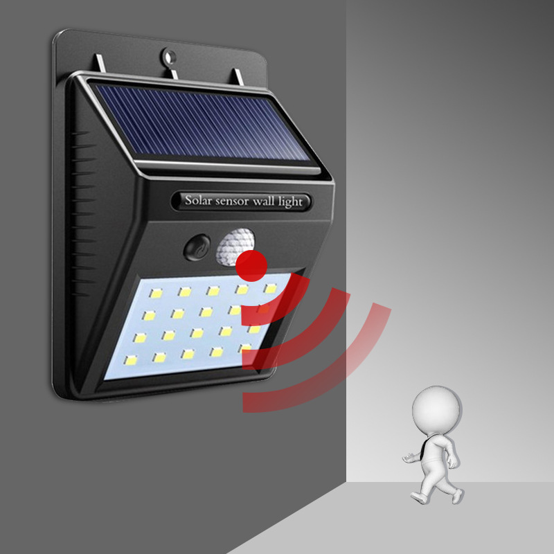 20 solar wall lamps, human-sensing courtyard, outdoor garden, villa, household waterproof street lamps