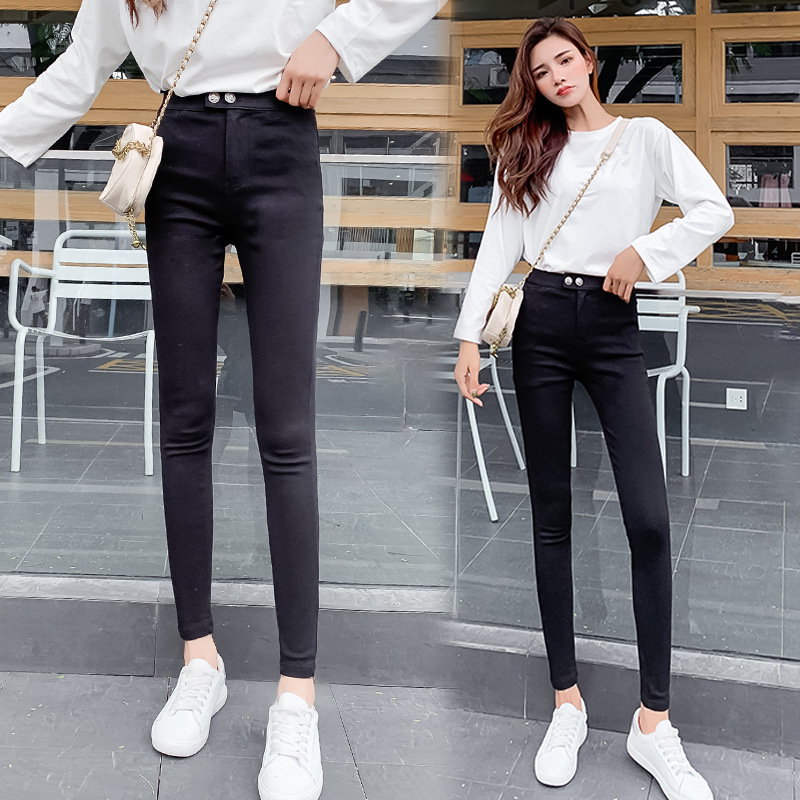 Magic Pants Women 2022 New style outerwear long pants for women, fleece and thickened, high-waisted, slimming, versatile, hip-lifting, petite leggings details Picture
