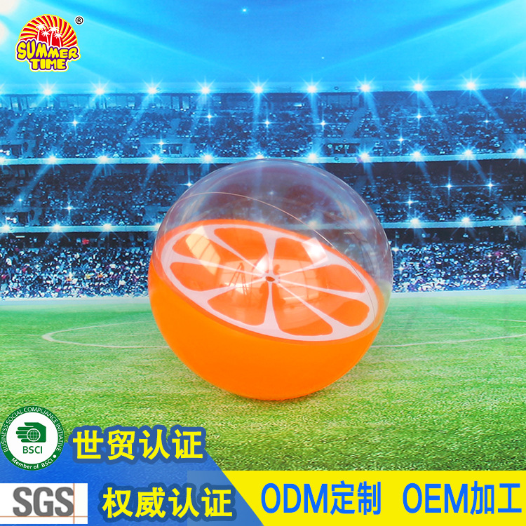 虹雨® 外贸厂家定制柠檬沙滩球 3D立体球pvc充气球橘子水果球橙子透明球详情图2