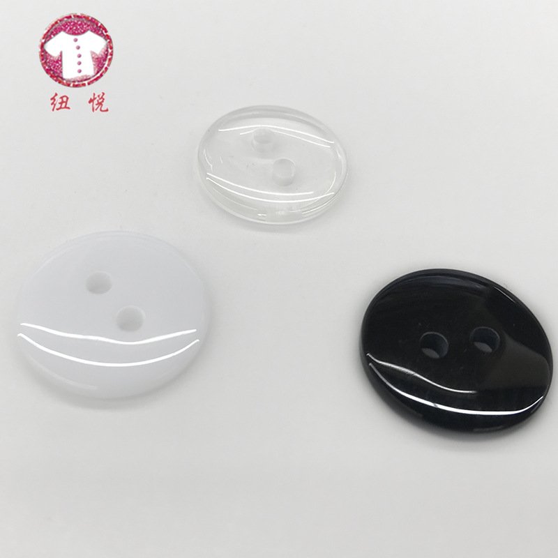 New Joy resin buttons, transparent fine edge, handcrafted wide edge, large and small black and white round buttons, bread buttons manufacturer wholesale Item Picture