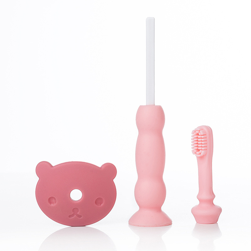 Baby Treasure New Baby Bear Baby Toothbrush Children's Baby Teeth Newborn Baby Soft Hair Training Baby Silicone Toothbrush Specification drawing