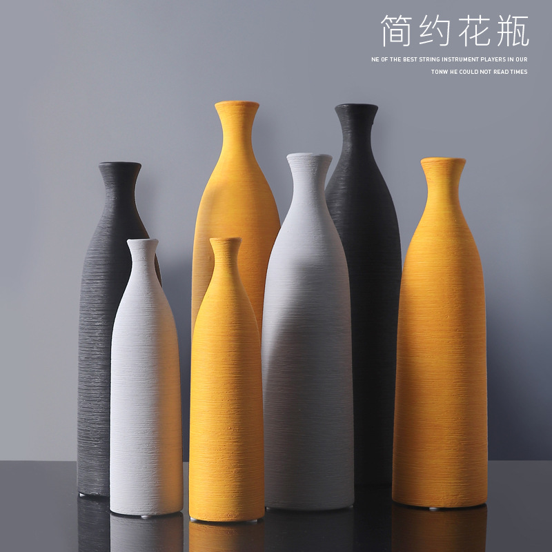 chinagoods European-style vase ceramic ornaments, Nordic simple and individual colorful vases, living room TV cabinet flower arrangement ornaments Application Scenario