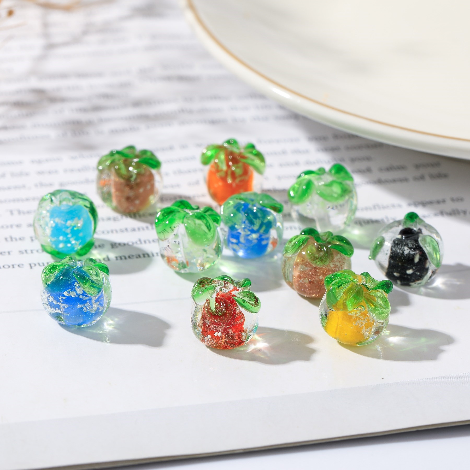 Hanyu Yuan Perforated Small Persimmon Glass Earrings Diy Pendants Creative Accessories Handmade Luminous Persimmon Factory Direct Sales Specification drawing