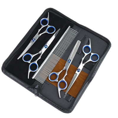 Pet supplies Amazon pet scissors set pet grooming tools 6-piece set of pet comb scissors