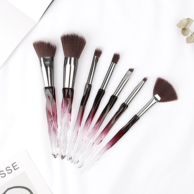 Manufacturers Of 7 Dazzling Crystal Handle Makeup Brush Set Blush Eyeshadow Soft Brush Beauty Tools Cross-Border