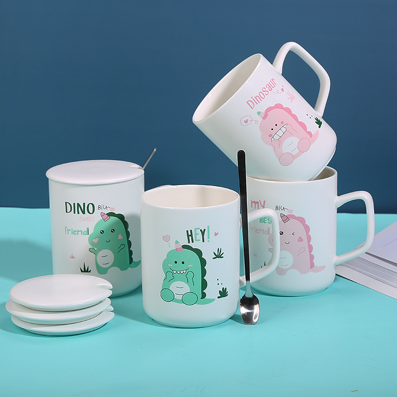 Free shipping creative cartoon ceramic cups, back-to-school season student gift cups, breakfast cups, office and household use cups details Picture
