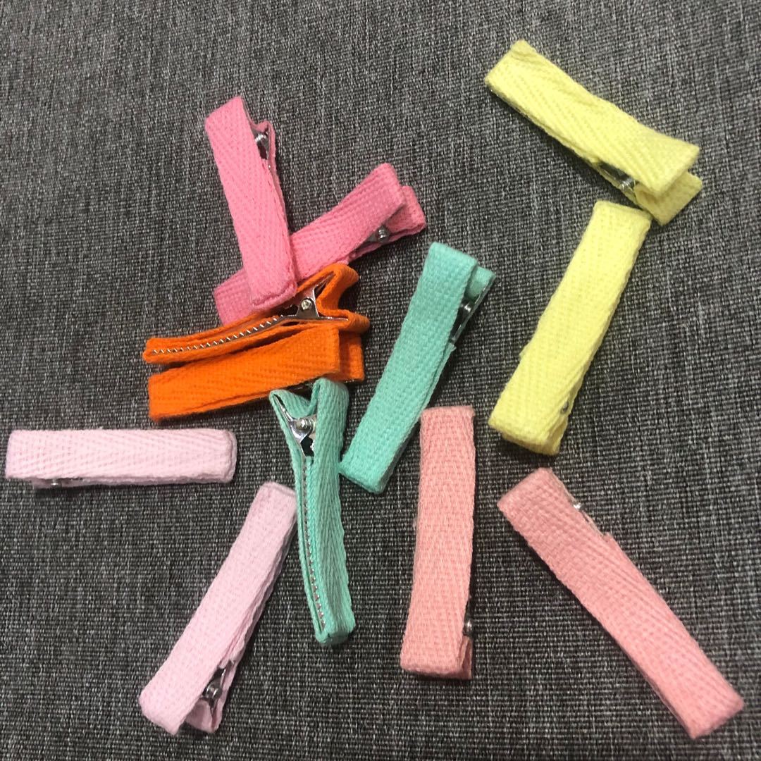 Diy Hair Accessories Herringbone Belt Wrap Cloth Children's Hair Clip 5Cm Cotton Double Fork Duck Beak Clip Accessories Manufacturers Direct Sales
