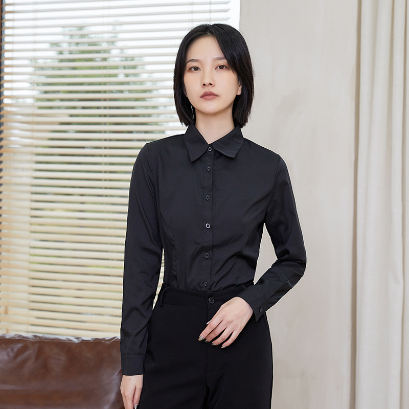 Factory Direct Sales Spring And Summer New White Collar Shirt Women Long Sleeve Professional Blouse Large Size Dress Ladies White Shirt details Picture