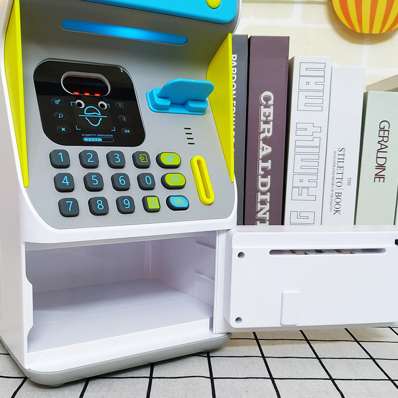 New simulated face atm piggy bank, children's password, music roll coin, ATM card insertion, voice broadcast piggy bank Specification image