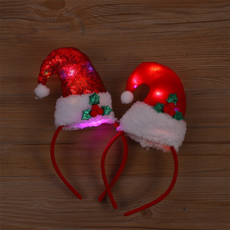 New Luminous Christmas Hat Headband Luminous Bow Tie Christmas Headband Adult Children Gift Christmas Headband Specification drawing